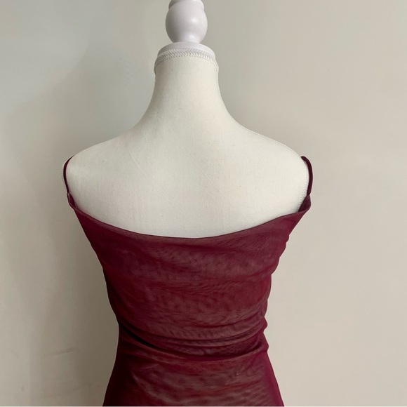 Vintage Y2K Forever 21 Mesh Cowl Neck Asymmetric Hem Midi Dress Fairycore Size S - Picture 4 of 10